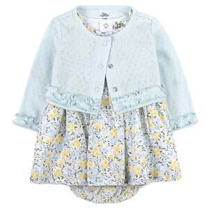 Baby Essentials Baby Girls Sleeveless 3-pc. Dress Set in Blue, Size 24 Months‌